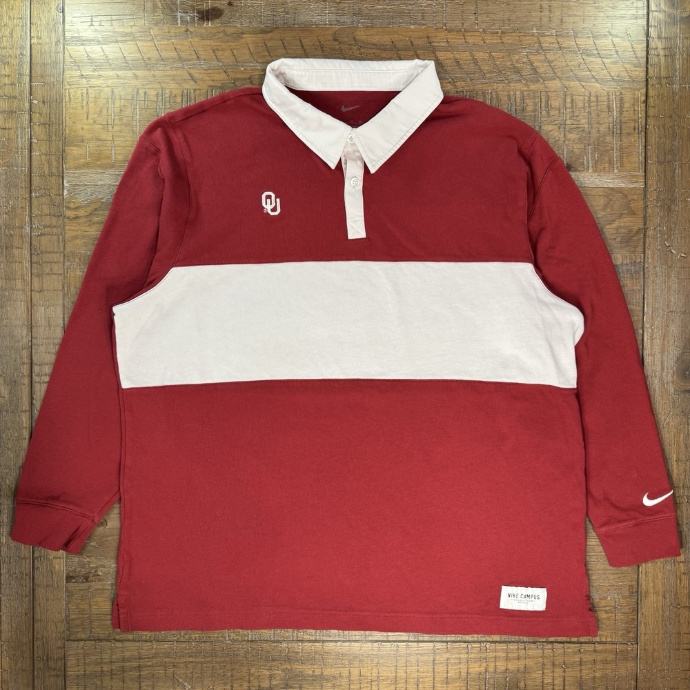 Nike Oklahoma Sooners Rugby Shirt Men's Sz XL Nike Campus - Crimson Red